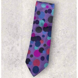 DUCHAMP Silk Tie ENGLAND XL Purple Blue Pink Geometric W:3.6" EUC